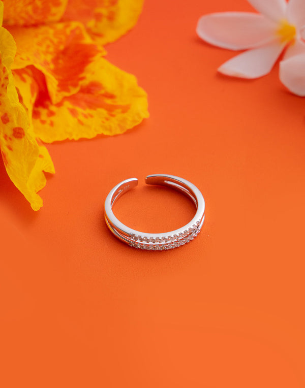 diamond silver sterling ring