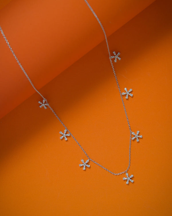 hanging charms silver chain necklace