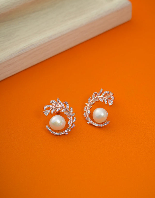Everyday stud white pearl Rose gold earings