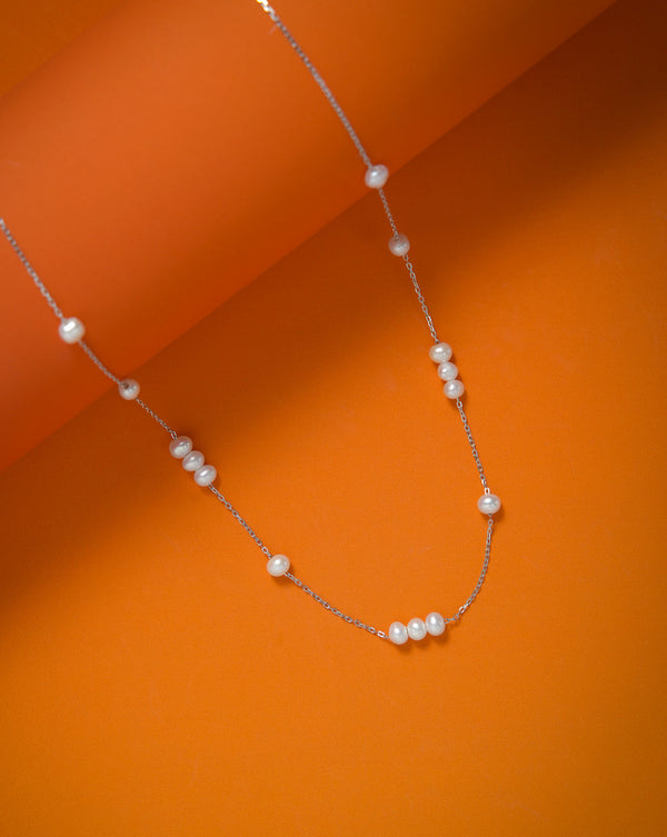 pearl sterling silver chain necklace