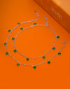 Women stone silver anklet
