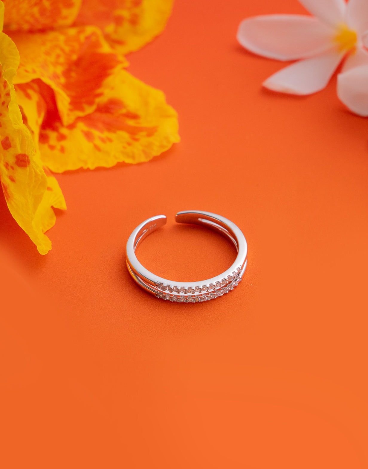 diamond silver sterling ring